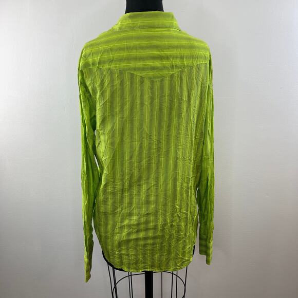NWT Z. Cavaricci Green Striped 100% Cotton Button-Up Shirt Long Sleeve NEW M - Picture 3 of 5